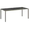 Image de vidaXL Table de Jardin Gris 190 x 90 x 75 cm polyrotin, Table à Manger Moderne pour Jardin et terrasse, mobilier d'extérieur stylé et Robuste, résistant aux intempéries