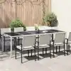 Image de vidaXL Table de jardin blanc 250x100x75 cm résine tressée verre trempé