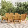 Image de vidaXL Ensemble à manger de jardin 9 pcs Bois de teck solide