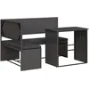 Image de vidaXL Canapé de Jardin avec Table et Coussins en Forme de L, Siège de Terrasse, Ensemble de Meuble de Patio Extérieur, Noir Résine Tressée