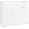 Image de vidaXL Buffet, Armoire Latérale, Meuble de Rangement, Organisateur de Salon Salle de Séjour Intérieur, Moderne, Blanc Bois d'Ingénierie