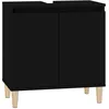 Image de vidaXL Meuble d'Évier, Armoire de Lavabo avec Compartiment et Pieds, Meuble sous Lavabo avec Portes Salle de Bain, Scandinave, Noir Bois d'Ingénierie