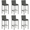 Image de vidaXL Tabourets de bar avec coussins lot de 6 gris résine tressée