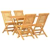 Image de vidaXL Ensemble à Dîner de Jardin 5 pcs, Ensemble à Manger avec Table et Chaise, Ensemble de Salon, Meubles de Terrasse, Scandinave, Bois de Teck Massif