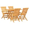 Image de vidaXL Ensemble à Dîner de Jardin 5 pcs, Ensemble à Manger avec Table et Chaise, Ensemble de Salon, Meubles de Terrasse, Scandinave, Bois de Teck Massif