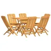 Image de vidaXL Ensemble à Dîner de Jardin 7 pcs, Ensemble à Manger avec Table et Chaise, Ensemble de Salon, Meubles de Terrasse, Scandinave, Bois de Teck Solide