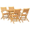 Image de vidaXL Ensemble à Dîner de Jardin 5 pcs, Ensemble à Manger avec Table et Chaise, Ensemble de Salon, Meubles de Terrasse, Scandinave, Bois de Teck Massif