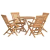 Image de vidaXL Ensemble à Dîner de Jardin 5 pcs, Ensemble à Manger avec Table et Chaise, Ensemble de Salon, Meubles de Terrasse, Scandinave, Bois de Teck Massif