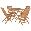 Image de vidaXL Ensemble à Dîner de Jardin 5 pcs, Ensemble à Manger avec Table et Chaise, Ensemble de Salon, Meubles de Terrasse, Scandinave, Bois de Teck Massif