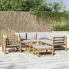 Image de vidaXL Salon de jardin 8 pcs avec coussins gris clair bambou