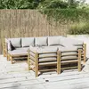 Image de vidaXL Salon de jardin 10 pcs avec coussins gris clair bambou