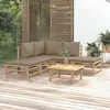 Image de vidaXL Salon de jardin 6 pcs avec coussins taupe bambou