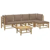 Image de vidaXL Salon de Jardin 6 pcs avec Coussins Taupe Bambou, Ensemble de Salon, Ensemble de Salon extérieur, Ensemble de mobilier d'extérieur