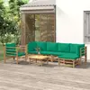 Image de vidaXL Salon de jardin 7 pcs avec coussins vert bambou