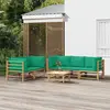 Image de vidaXL Salon de jardin 6 pcs avec coussins vert bambou