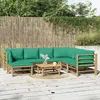 Image de vidaXL Salon de jardin 8 pcs avec coussins vert bambou