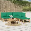 Image de vidaXL Salon de jardin 6 pcs avec coussins vert bambou
