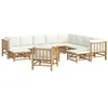Image de vidaXL Salon de Jardin 12 pcs avec Coussins Blanc crème Bambou, Ensemble de Salon, Ensemble de Salon extérieur, Ensemble de mobilier d'extérieur