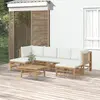 Image de vidaXL Salon de jardin 7 pcs avec coussins blanc crème bambou