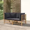 Image de vidaXL Canapés d'angle de jardin avec coussins gris foncé 2 pcs bambou