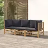 Image de vidaXL Salon de jardin 3 pcs avec coussins gris foncé bambou