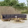 Image de vidaXL Salon de jardin 8 pcs avec coussins gris foncé bambou