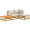 Image de vidaXL Salon de Jardin avec Coussins 4 pcs, Canapés avec Dossier, Ensemble de Meubles avec Table Basse Patio Terrasse, Rustique, Gris Clair Bois Massif