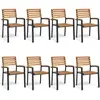 Image de vidaXL Chaises de jardin empilables lot de 8 bois d'acacia et métal