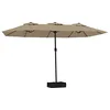 Image de vidaXL Parasol de Jardin à Double Tête avec LED, Pare-Soleil de Patio, Abri de Soleil, Parasol de Plage Terrasse Extérieur, Taupe 449x265 cm