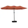 Image de vidaXL Parasol de Jardin à Double Tête avec LED, Pare-Soleil de Patio, Abri de Soleil, Parasol de Plage Terrasse Extérieur, Terre Cuite 449x265 cm