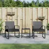 Image de vidaXL Ensemble à manger de jardin coussins 3 pcs gris foncé rotin PP