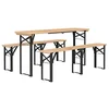 Image de vidaXL Ensemble de Tables à bière Pliantes 3 pcs Bois Massif de Sapin, Ensemble de Meubles de Jardin, Ensemble de mobilier d'extérieur, Ensemble de Table et Banc