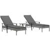 Image de vidaXL Chaise Longue avec Coussin, Fauteuil avec Dossier Réglable, Bain de Soleil, Lit de Bronzage Rembourré Jardin Terrasse, Gris Résine Tressée