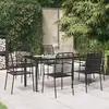Image de vidaXL Ensemble à manger de jardin 7 pcs Noir Corde de coton et acier