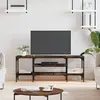 Image de vidaXL Meuble TV chêne fumé 121x35x45 cm bois d'ingénierie et fer
