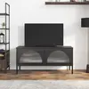 Image de vidaXL Meuble TV noir 105x35x50 cm verre et acier