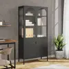 Image de vidaXL Buffet haut noir 90x40x180 cm verre et acier