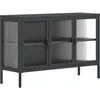 Image de vidaXL Buffet Noir 105x35x70 cm Verre et Acier