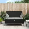 Image de vidaXL Banc de Jardin à 2 Places avec Coussins Noir Résine Tressée