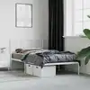 Image de vidaXL Cadre de lit métal sans matelas avec tête de lit blanc 90x190cm