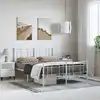 Image de vidaXL Cadre de lit métal sans matelas et pied de lit blanc 150x200 cm
