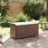 Image de vidaXL Banc de jardin avec coussin marron 116x46x57 cm résine tressée