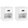 Image de vidaXL Tables de Chevet 2 pcs, Armoires de Nuit avec Tiroir et Compartiment, Armoires de Lit avec Rangement, Tables de Nuit de de Chambre, Blanc Brillant Bois d'Ingénierie