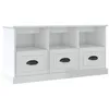 Image de vidaXL Meuble TV, Armoire de Télévision avec 3 Tiroirs et 3 Compartiments, Meuble Télé Salon Salle de Séjour, Moderne, Blanc Brillant Bois d'Ingénierie