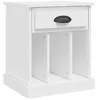 Image de vidaXL Table de Chevet, Armoire de Nuit avec Tiroir et 3 Compartiments, Armoire de Lit, Meuble de Chambre, Moderne, Blanc Bois d'Ingénierie