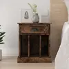 Image de vidaXL Table de chevet chêne fumé 43x36x50 cm