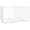 Image de vidaXL Meuble TV, Armoire de Télévision avec 2 Compartiments et Portes, Meuble de Télé avec Rangement Salle de Séjour, Moderne, Blanc Brillant Bois d'Ingénierie