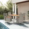 Image de vidaXL Ensemble à manger de jardin et coussins 7 pcs gris rotin