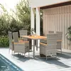 Image de vidaXL Ensemble à manger de jardin et coussins 7 pcs gris rotin