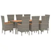 Image de vidaXL Ensemble à Manger de Jardin 9 pcs Coussins Gris résine tressée, Ensemble de Salle à Manger, Ensemble de Salle à Manger d'extérieur, Ensemble de mobilier d'extérieur